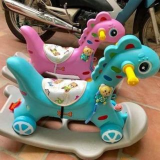 Xe ngựa bập bênh kèm chòi chân 2in1 cho bé có nhạc