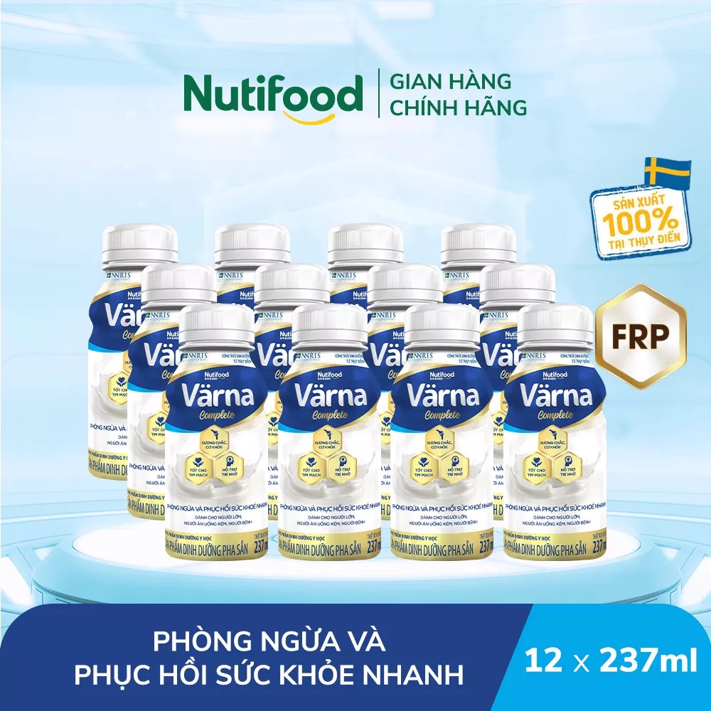 [HSD T8-2024] Lốc 12 Chai Sản Phẩm Dinh Dưỡng Pha Sẵn Värna Complete 237ml.