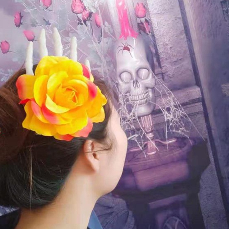 Kẹp Tóc Hình Bàn Tay Đầu Lâu Hoa Goth