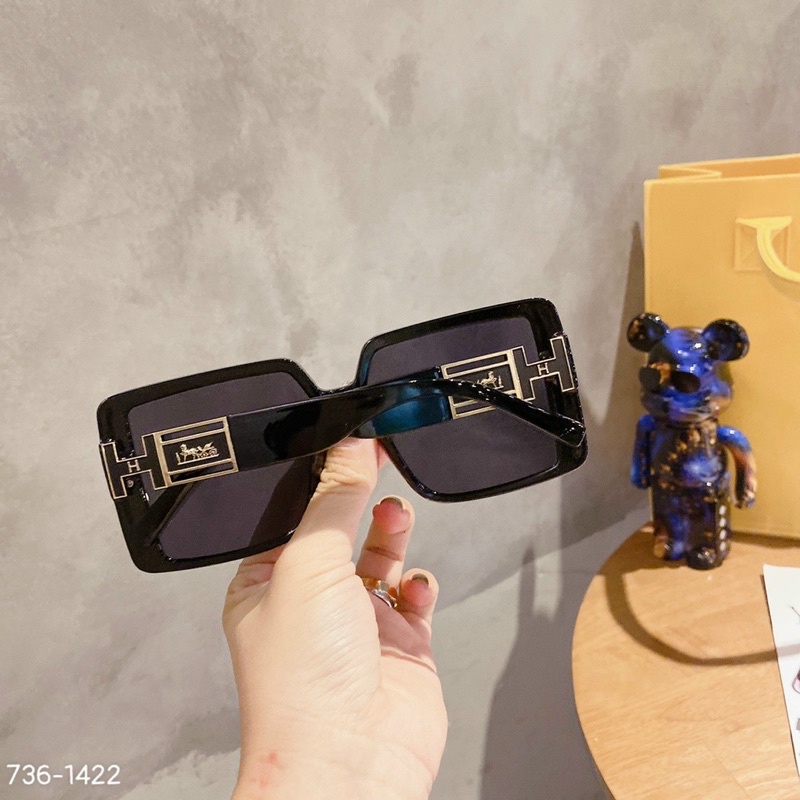 Kính Vuông Nữ Chữ H Hermes Của Nam Và Nữ Chống Tia UV400 Đi Đêm Chống Chói HM Màu đen