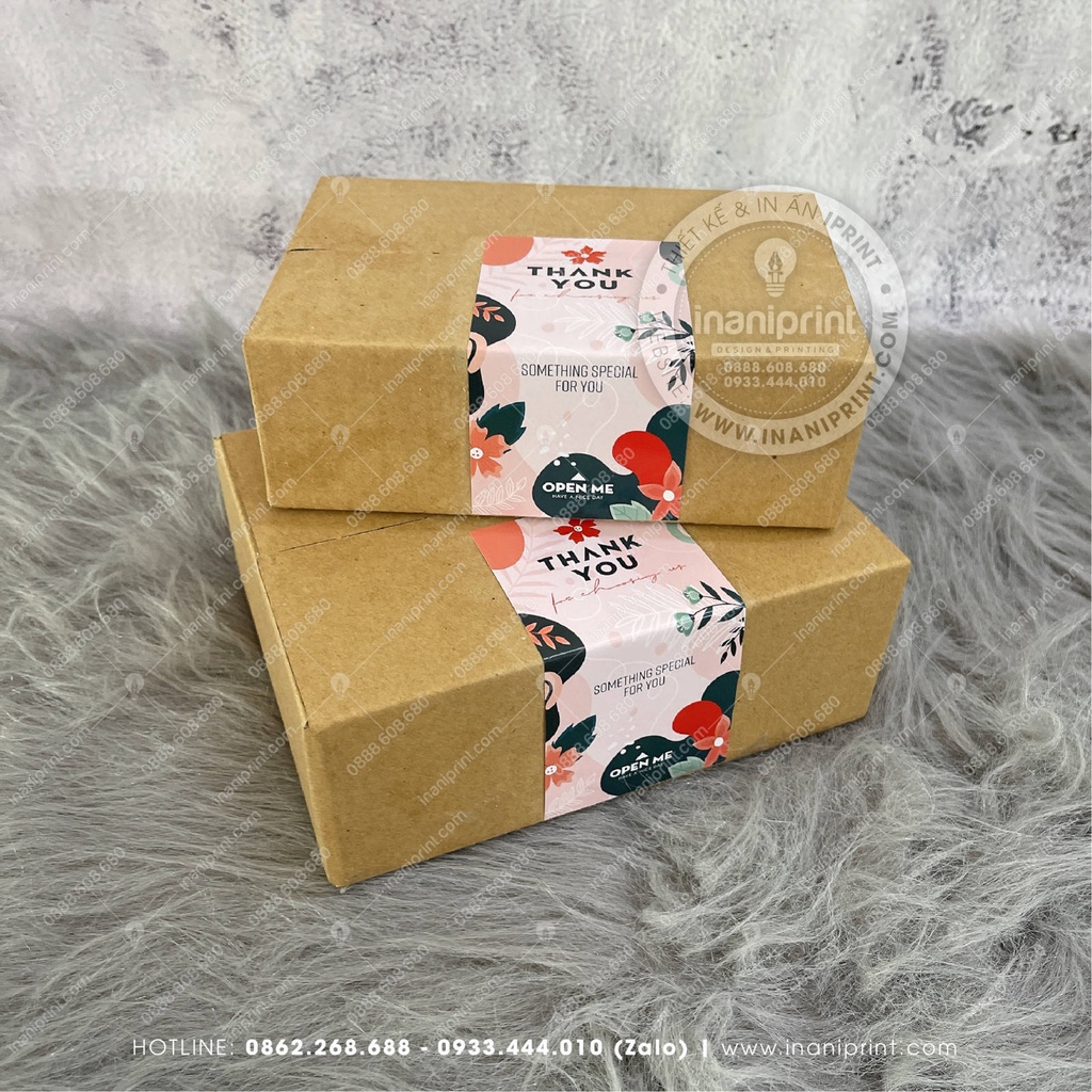Tem Nhãn Dán Hộp Carton, Tem Cám Ơn Thank You Dán Niêm Phong Hộp Carton Giá Rẻ - Size 11x5.5cm - Có Keo Mặt Sau Dán