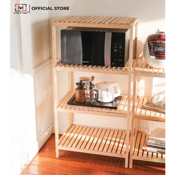 Kệ lò vi sóng 4 tầng gỗ thông nhập khẩu nhiều màu MW FURNITURE - Nội thất phòng bếp