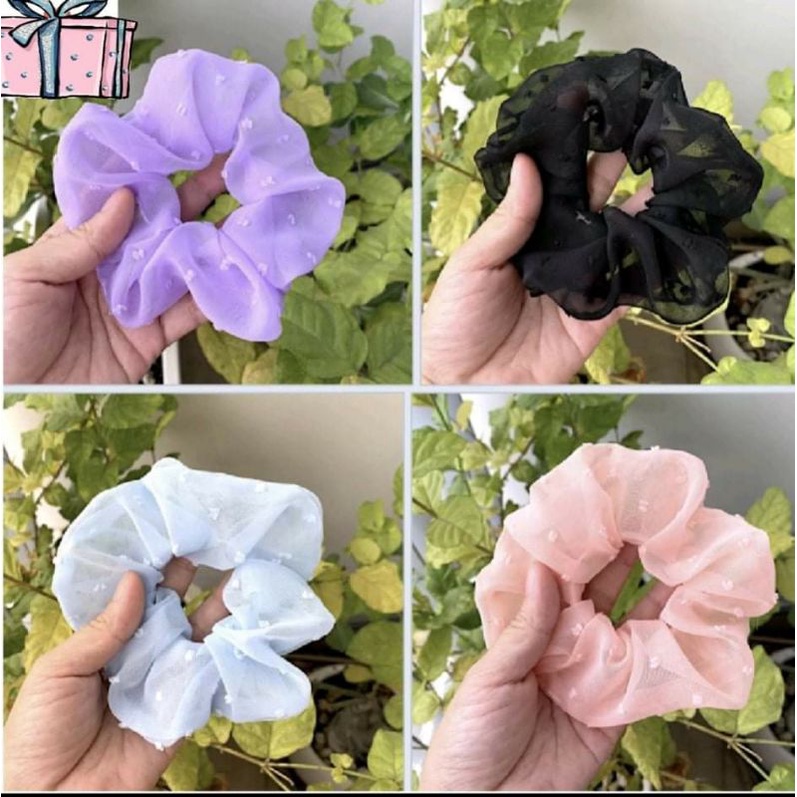 Dây cột tóc voan hạt nổi nhí phong cách Hàn Quốc dành cho nữ