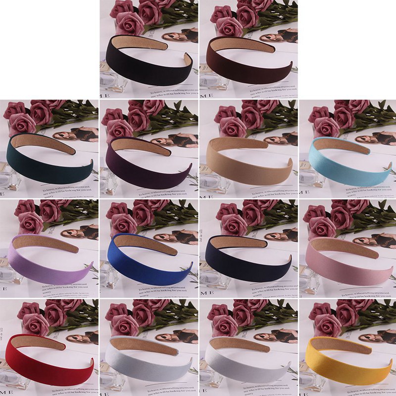 Tmdbyx Băng đô cài tóc vải Satin bản rộng thời trang dành cho nữ