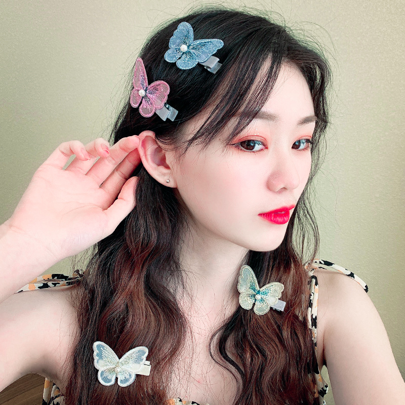 BUTTERFLY 1 Kẹp Tóc Hình Bướm Đính Ngọc Trai Nhân Tạo Thời Trang Cho Nữ