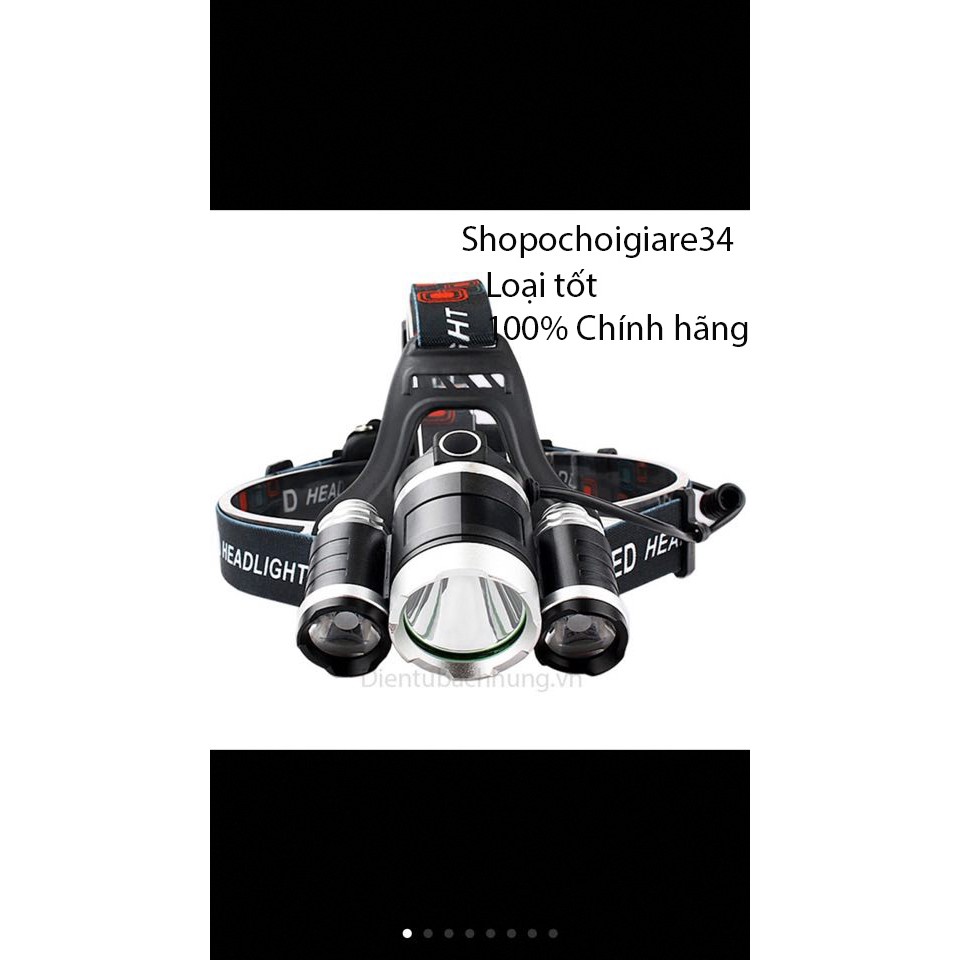 Đèn Pin Đội Đầu 3 Bóng T6 - Tặng 2 pin + Dây Sạc
