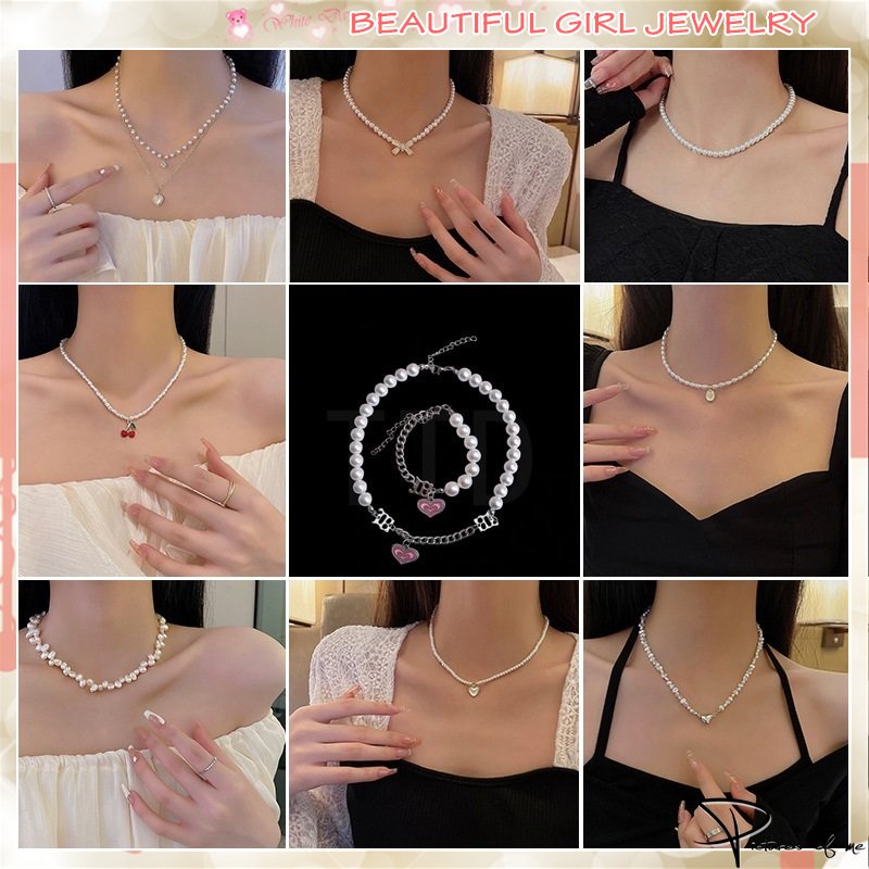 Vòng cổ Mặt Nơ Đính Ngọc Trai Phong Cách Hàn Quốc