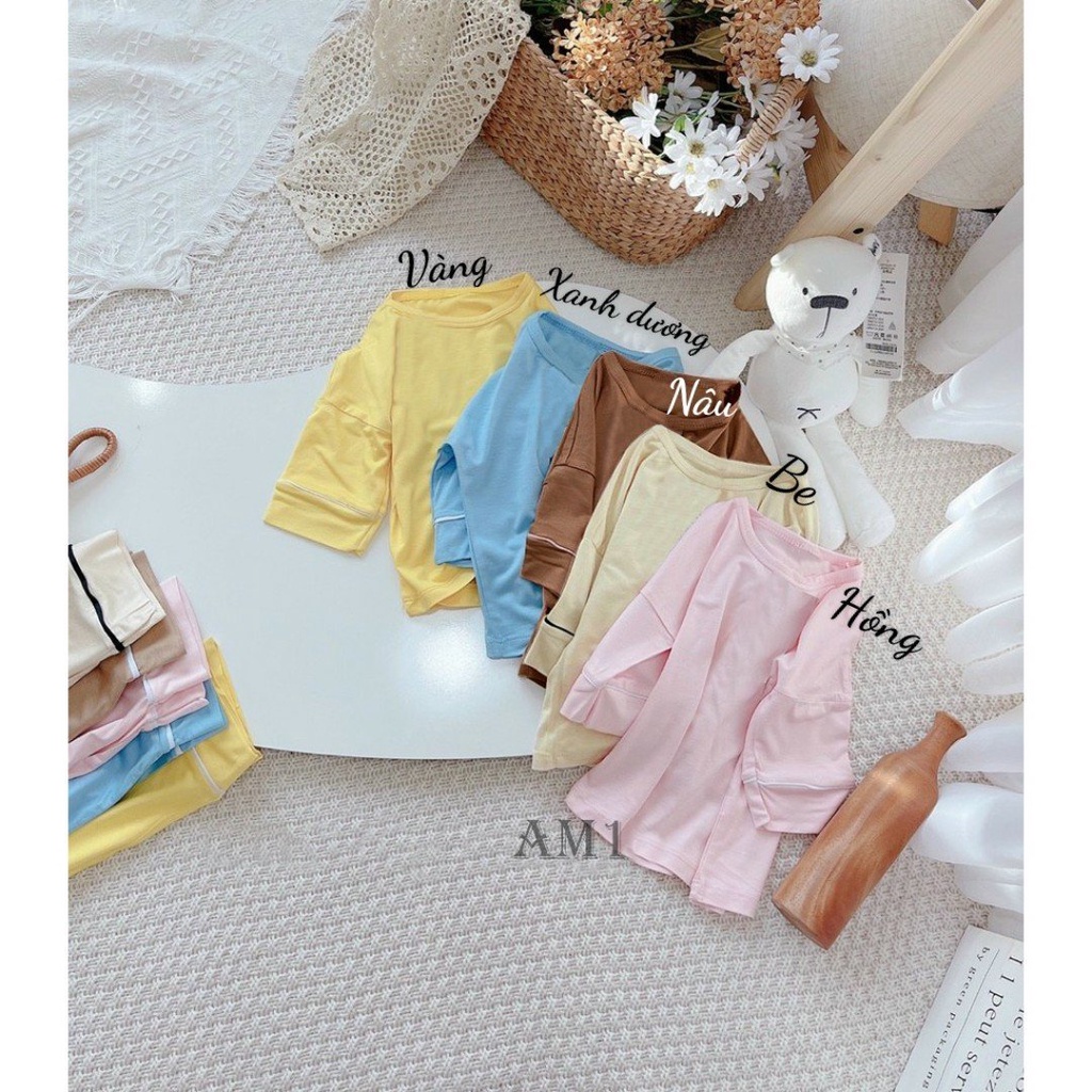 Đồ bộ quần áo dài tay cho bé chất thun lạnh chạy viền AM758