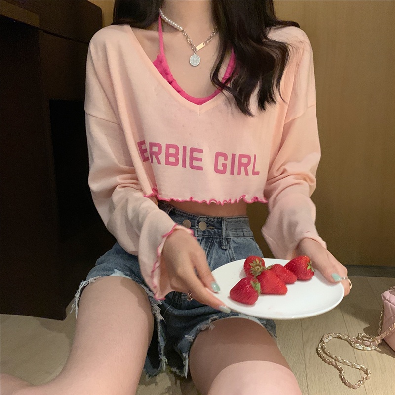 HUANG YOYO Bộ Áo Dệt Kim Chống Nắng + Quần Yếm Ngắn Phong Cách Hàn Quốc Thời Trang Cho Nữ