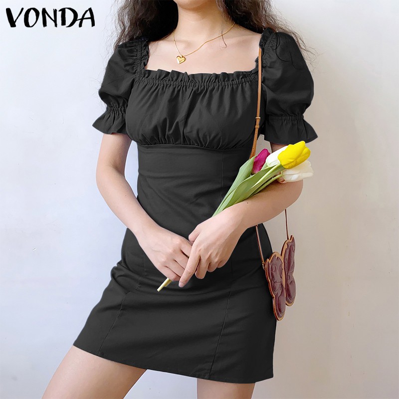 Đầm Bút Chì VONDA Tay Ngắn Cổ Vuông Phong Cách Hàn Quốc | BigBuy360 - bigbuy360.vn