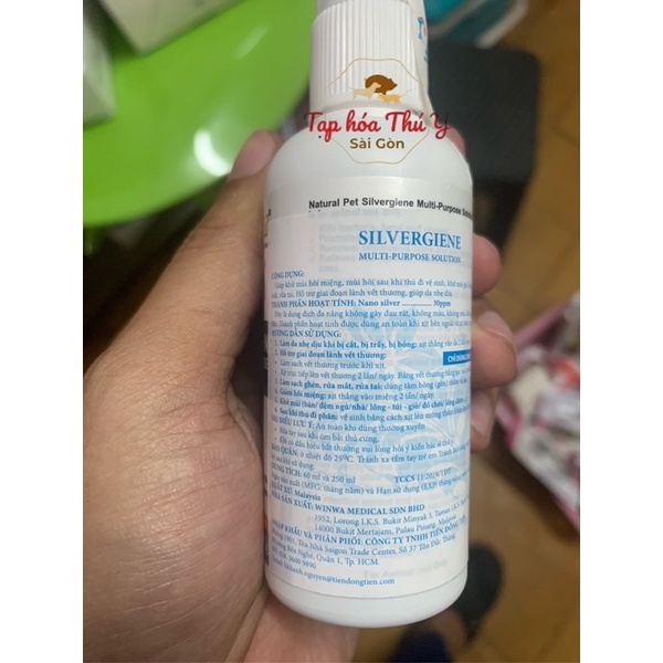 Chai xịt SILVERGIENE giúp sát khuẩn, giảm mùi hôi miệng và mau lành vết thương cho chó mèo