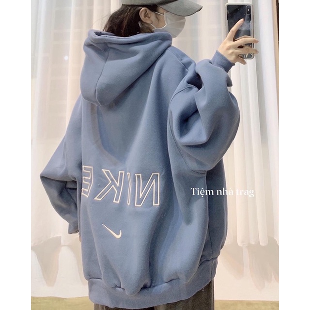 hoodie thêu logo cả trước và sau chất nỉ bông(dài 68cm) | BigBuy360 - bigbuy360.vn