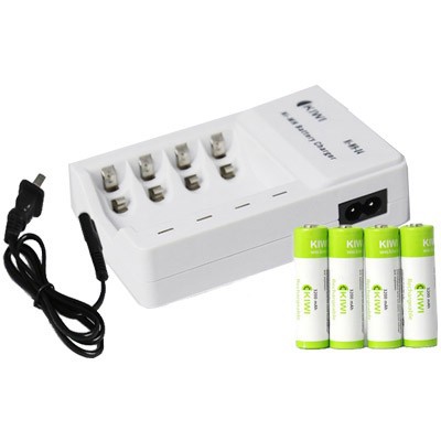 Combo 4 pin sạc + cốc sạc , pin 2800mAp , hàng chính hãng kiwi , bh 18 tháng