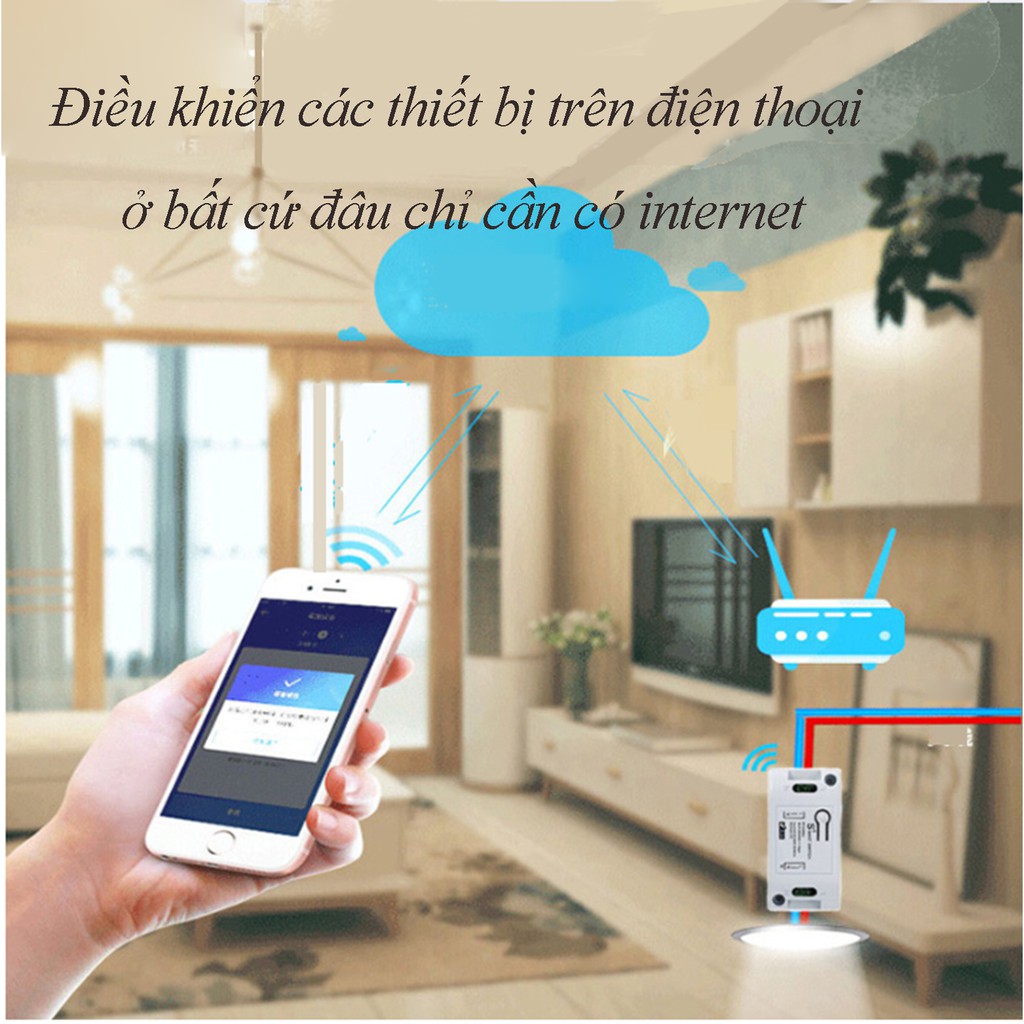 Bộ công Tắc Wifi thông minh Điều Khiển Từ Xa và điều khiển RF