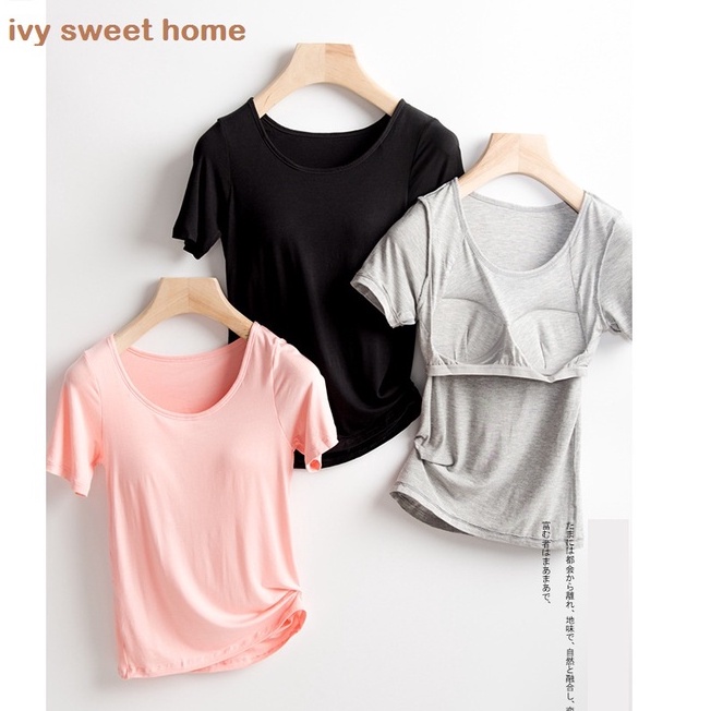 Áo Cộc Tay Có Đệm Ngực * Bộ Mặc Nhà Vải Modal Mềm Mịn Mới * IVY006