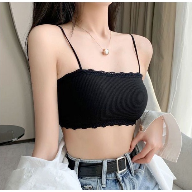 Áo bra nữ 2 dây mảnh  gân tăm viền ren gợi cảm, Áo lót nữ đệm mút mỏng ôm ngực đẹp và dễ thương LANIXA B636