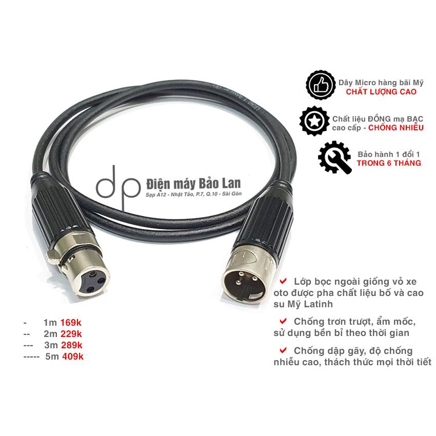 Dây Canon Đực Cái, Hàng Bãi USA, Chống Nhiễu Cao Cấp, Bảo Hành 6 Tháng