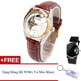 Đồng Hồ Nam Wilon 2012 Cơ (Có 3 Màu: Nâu, Đen, Đen Mặt Trắng) + Tặng Đồng Hồ WMG, Móc Khoá
