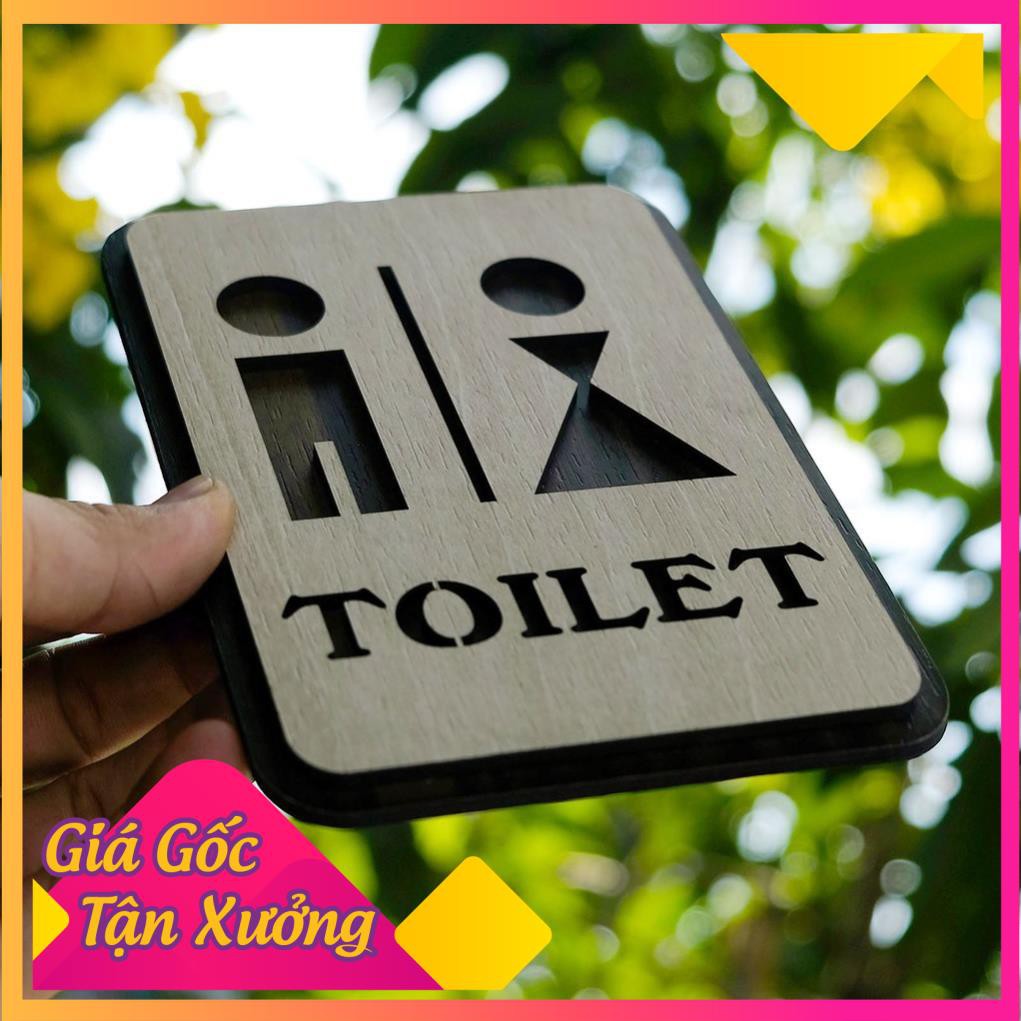 Bảng toilet Nam vs Nữ bằng gỗ 155x120mm | trang trí homestay