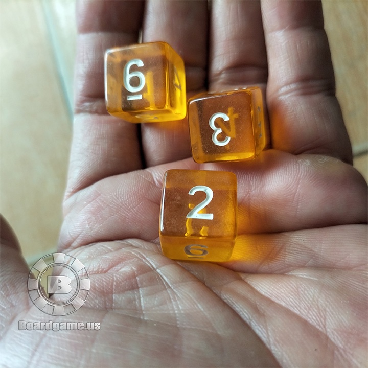 Bộ 5 viên xí ngầu mặt số màu trong suốt 16mm