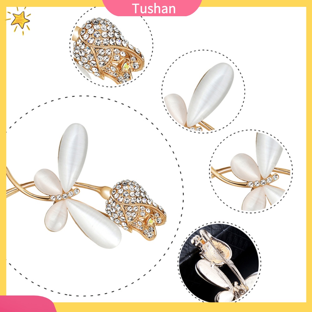 Ghim Cài Áo Hình Chuồn Chuồn Đính Đá Và Ngọc Trai Giả Xinh Xắn