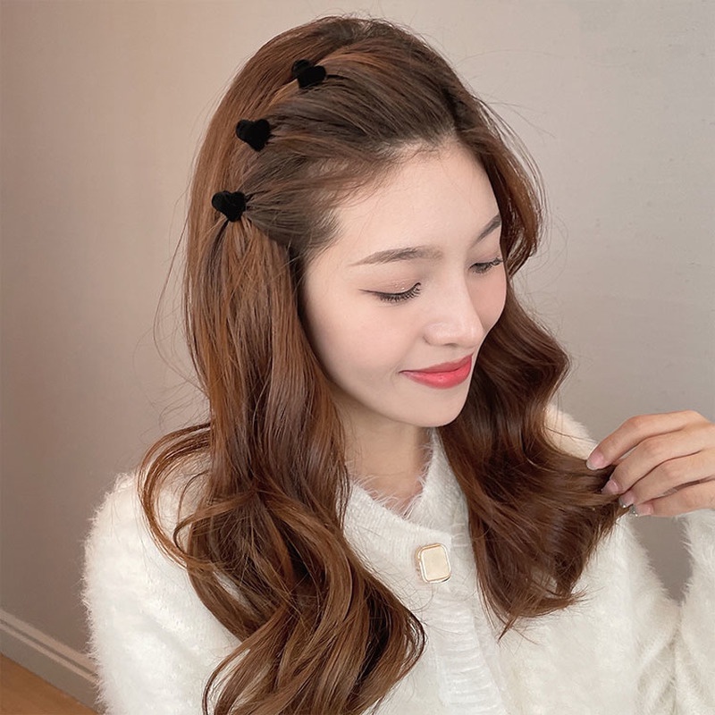 Kẹp tóc Mini hình trái tim bằng nhung dễ thương
