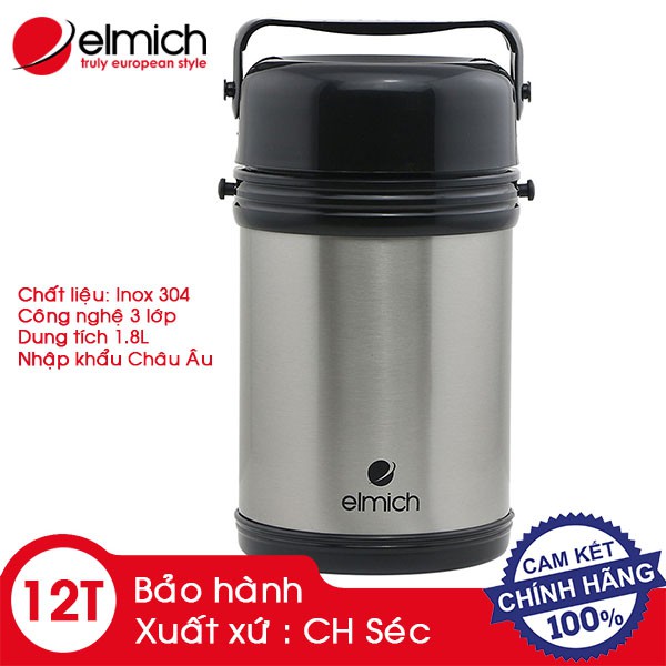 Cặp lồng cơm giữ nhiệt Inox 304 Elmich EL3144 1,8L chính hãng, bảo hành 12 tháng