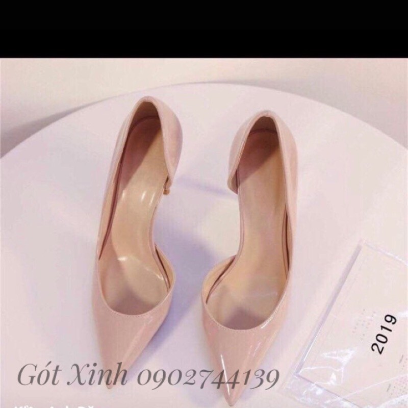 Giày cao gót bít mũi khoét eo cao 9p