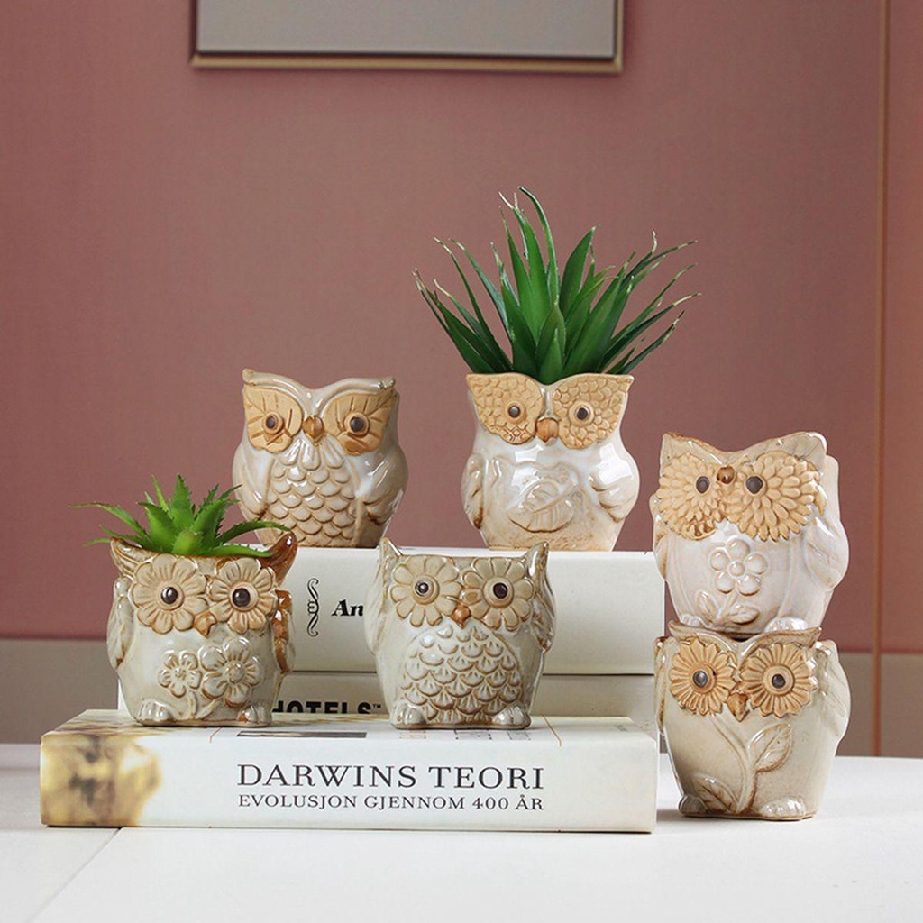 YIYU Chậu Cây Bằng Gốm Sứ Kiểu Dáng Dễ Thương Xinh Xắn