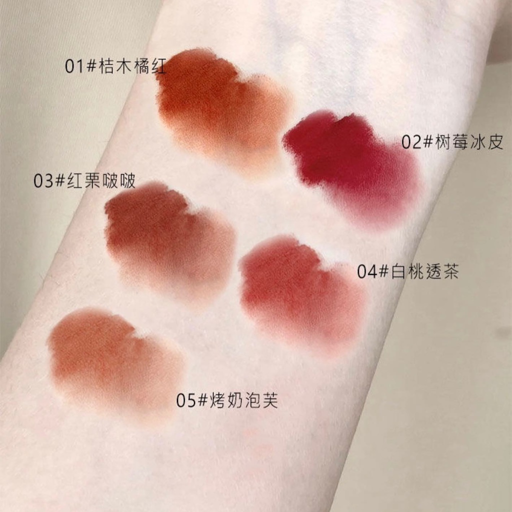 Set 5 Son Kem Lì Sương Mờ Cực Nhẹ CACE Little Bear Velvet Lip Mud 🧸