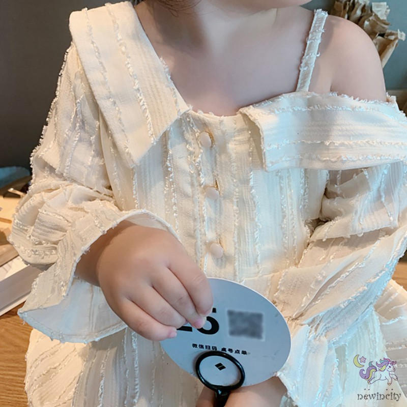 Đầm Trễ Vai Kiểu Hàn Quốc Thời Trang Mùa Thu Cho Bé Gái