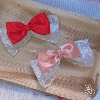 🎀 KẸP TÓC NƠ REN PHỐI NHIỀU MÀU TIỂU THƯ - [Nhà Nấm handmade]