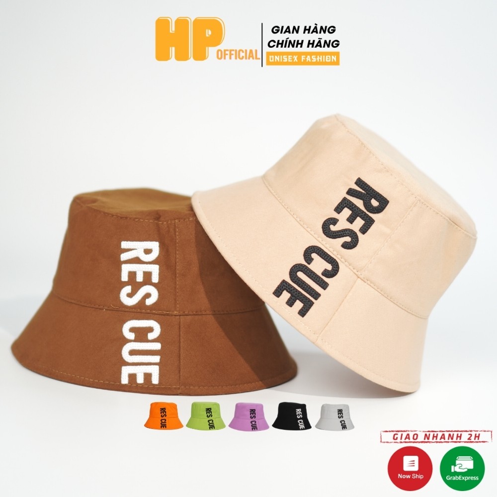 Mũ bucket ❤️Nón tai bèo vành tròn thêu chữ Rescue chất kaki Ulzzang form unisex nam nữ N13 - Happy Style