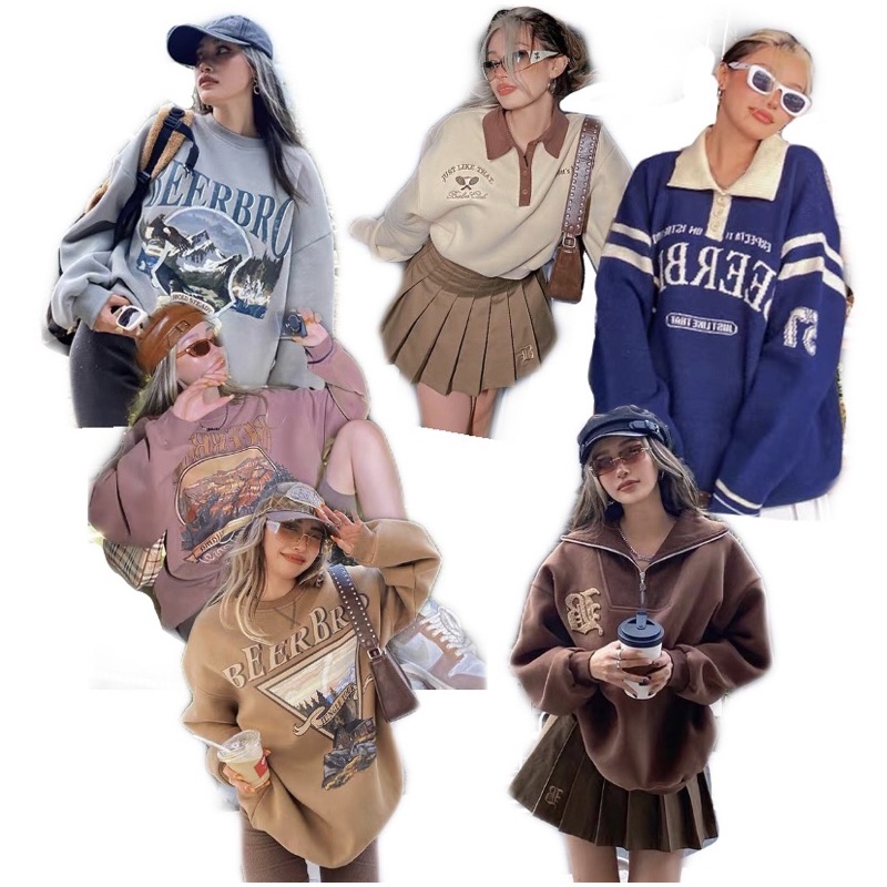 Áo Sweater Hoodie form rộng nam nữ unisex local brand Trung Beerbro