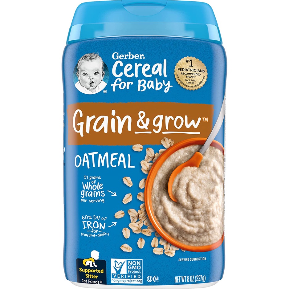 Bột ăn dặm cho bé Gerber Cereal for Baby Grain & Grow Oatmeal 16oz/454g
