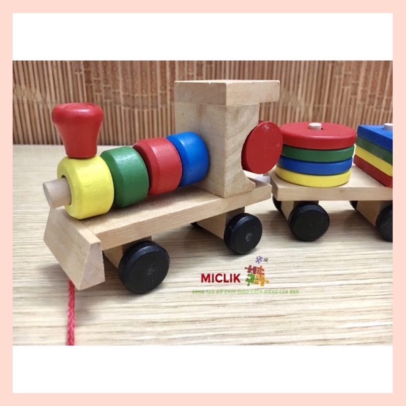 Đồ Chơi Tàu Hỏa Thả Hình Khối Bằng Gỗ MICLIK Giúp Bé Nhận Biết Hình Khối - Đồ Chơi Thông Minh Cho Bé