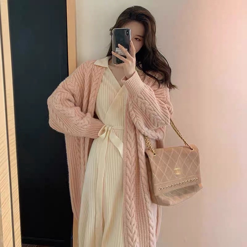 Áo len cổ điển, áo len cardigan áo dài tay mẫu thu đông cho nữ rộng rãi