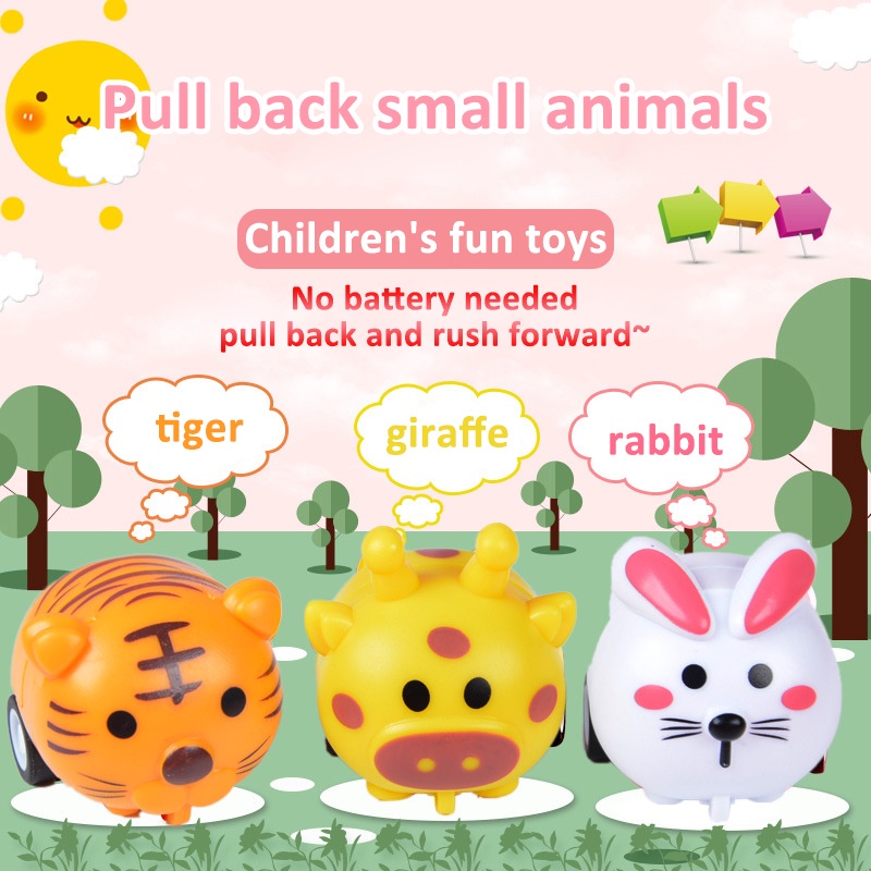 SEASUN TOY Mô hình xe đồ chơi mini  thiết kế hình động vật hoạt hình dễ thương cho bé
