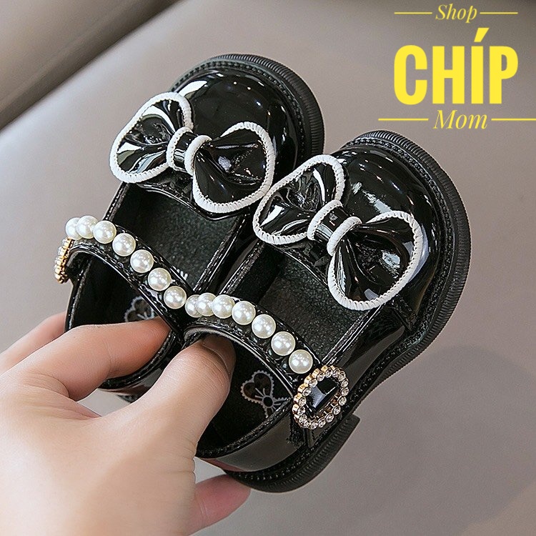 giày búp bê bé gái giày bệt cho bé da bóng  mềm  đính ngọc nơ nhỏ xinh xắn kiểu dáng hàn quốc thời trang thu đông K08A