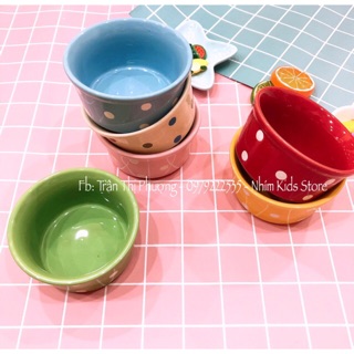 Bát sứ ăn dặm chấm bi cho bé 150ml