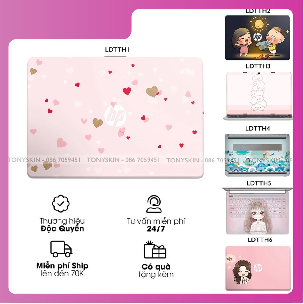 Miếng Dán Skin dành cho Laptop HP In Hình Cute Thiết Kế Bộ 1 -(Inbox Mã Máy cho shop)