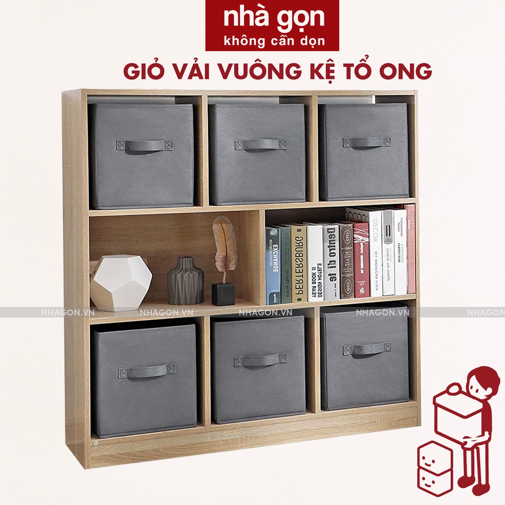 Hộp vải KỆ GỖ TỔ ONG đựng quần áo NHÀ GỌN không nắp, Hộp vải đựng chăn ga chính hãng xuất Mỹ không mùi hôi