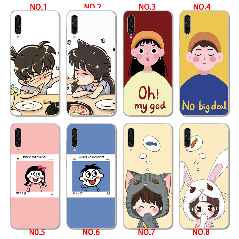 Samsung Galaxy M10 M20 M30 A40S A3 A5 A7 2016 A310 A510 A710 INS Cute Cartoon Detective Conan Soft Silicone TPU Phone Casing Lovely Cat Rabbit Case Back Cover Couple