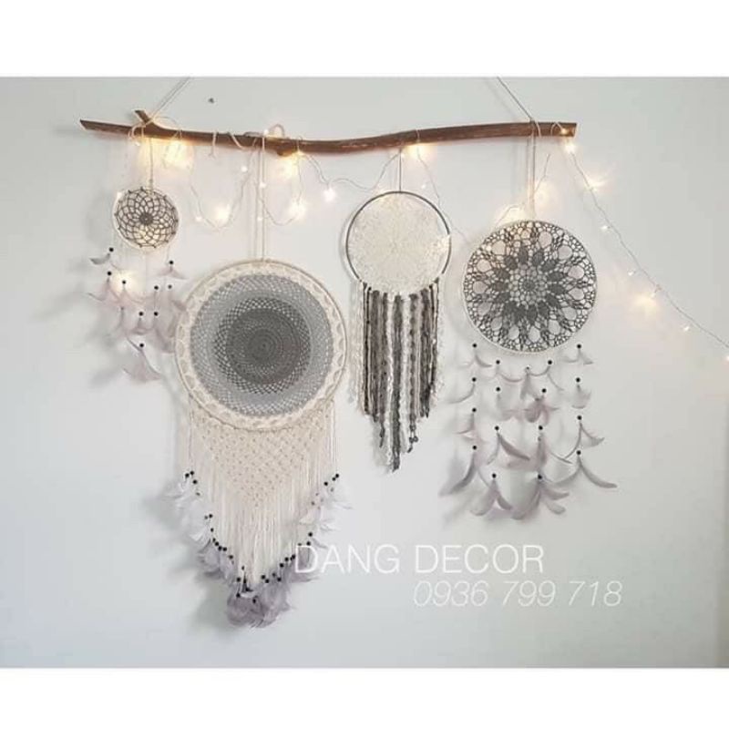 [FOLLOW US GIẢM 30K] Bộ dreamcatcher 4 vòng nhiều màu size trung trang trí nhà cửa phong cách Vintage