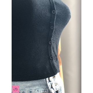 Áo croptop thun tăm  [Ảnh thật] (Gài nút, form ôm chuẩn)
