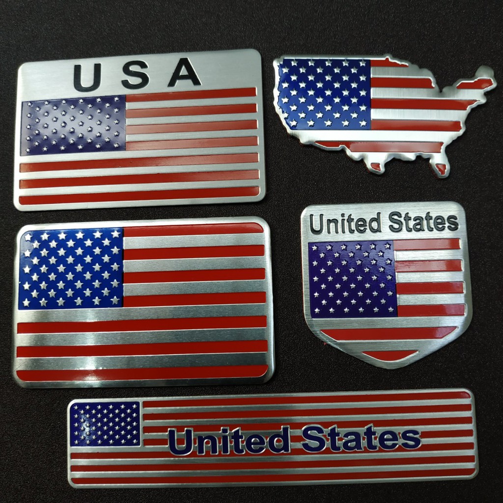 Tem Nhôm dán xe hình cờ Mỹ USA United States