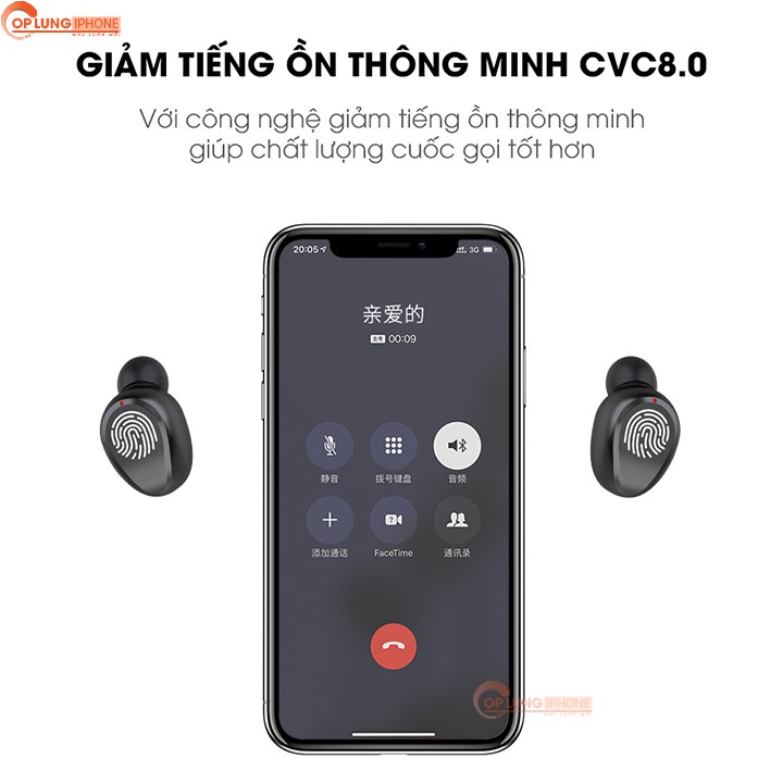 Tai nghe Bluetooth TWS AMOI F9 kiêm sạc dụ phòng 3000mah không dây nút cảm ứng kháng nước