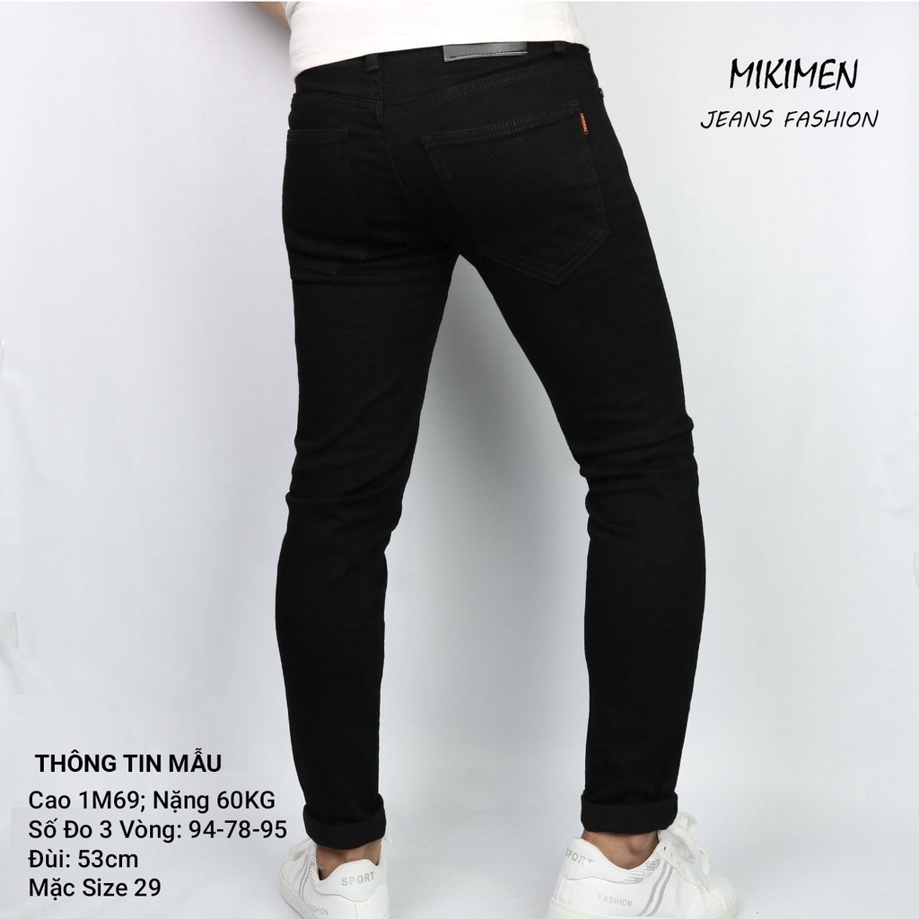 Quần jean nam, đen trơn, không rách gối,chất bò co dãn, jeans, dày, form slimfit, bền màu. Quần bò nam, bigsize DJ10001