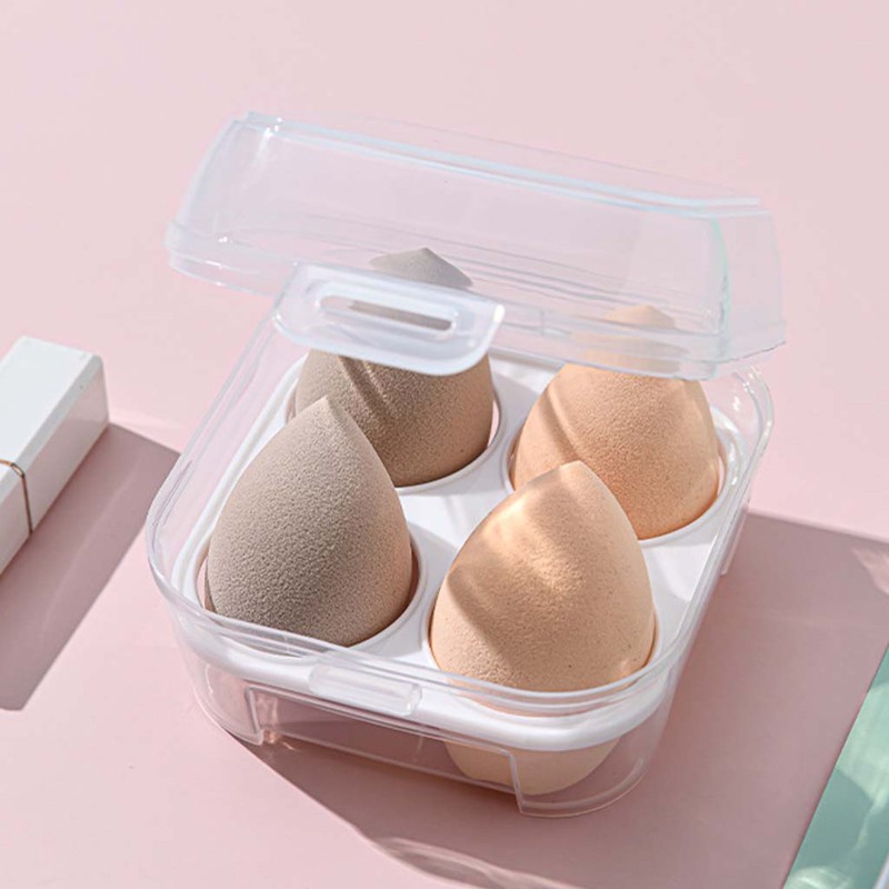 (Hàng Mới Về) Hộp Đựng Bông Phấn Trang Điểm 4 Ngăn Tiện Dụng