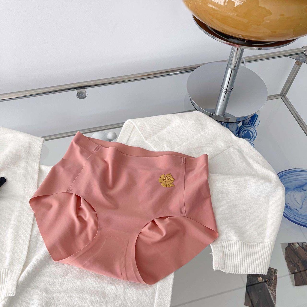 Quần Lót Latex Lụa Lạnh Không Đường May Lưng Vừa Nhanh Khô Thoáng Khí In Hoa Kiểu Hàn Quốc Cho Bạn Gái